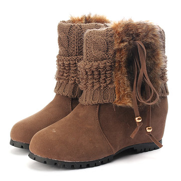 Les femmes chaude en fausse fourrure gland coin caché tricot bottes cloutées seuls